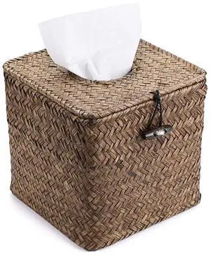 Tissue Box Cover Square Seagrass Tissue Box with Lid, Woven Tissue Box Holder Rustic Cube Tissue Cover for Bathroom Toilet Bedroom Living Room Kitchen Table Desk Office Car, Coffee Tissue Box Cover Square Seagrass Tissue Box with Lid, Woven Tissue Box Holder Rustic Cube Tissue Cover for Bathroom Toilet Bedroom Living Room Kitchen Table Desk Office Car, Coffee