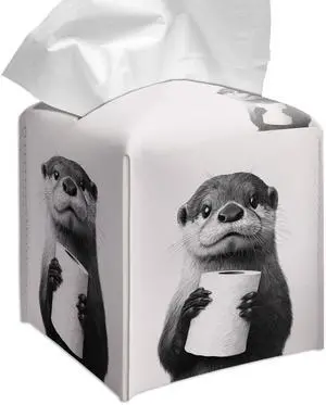 Cute Otter Tissue Box Cover Square, Toilet Paper Cube Case for Facial Tissues, 5.2" PU Leather(072) Cute Otter Tissue Box Cover Square, Toilet Paper Cube Case for Facial Tissues, 5.2" PU Leather(072)
