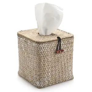 Seagrass Square Tissue Box Cover Woven Napkin Holder Decorative for Bathroom Farmhouse (Whitewash, 5.5 x 5.5 x 5.5 Inch) Seagrass Square Tissue Box Cover Woven Napkin Holder Decorative for Bathroom Farmhouse (Whitewash, 5.5 x 5.5 x 5.5 Inch)
