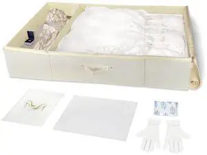 Large Wedding Dress Preservation Box Breathable Storage Box with 50 Acid-Free Tissue Paper Microfiber Glove Dust Bag & Clothing Desiccant Keepsake Chest for Gowns, Heirlooms, and Bridal Dresses Large Wedding Dress Preservation Box Breathable Storage Box with 50 Acid-Free Tissue Paper Microfiber Glove Dust Bag & Clothing Desiccant Keepsake Chest for Gowns, Heirlooms, and Bridal Dresses