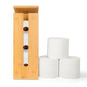 Bamboo Toilet Paper Storage - Fits 3 Mega Toilet Paper, Bathroom Organizer, Toilet Paper Holder Stand, Bamboo Bathroom Accessories - Natural, 5.9 x 5.9 x 16.1 inches Bamboo Toilet Paper Storage - Fits 3 Mega Toilet Paper, Bathroom Organizer, Toilet Paper Holder Stand, Bamboo Bathroom Accessories - Natural, 5.9 x 5.9 x 16.1 inches