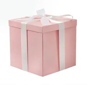 Medium Birthday Gift Box with Lids, Ribbon and Tissue Paper, Collapsible Gift Box - 1 Pcs, 10x10x10 Inches, Pink Medium Birthday Gift Box with Lids, Ribbon and Tissue Paper, Collapsible Gift Box - 1 Pcs, 10x10x10 Inches, Pink