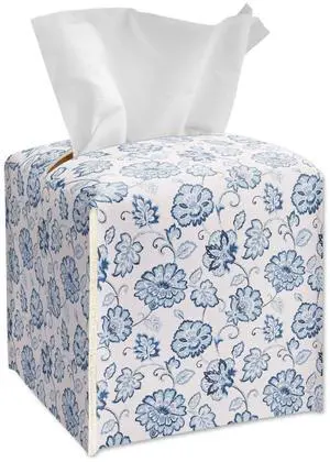 Watercolor Blue Flowers Tissue Box Cover Square, Leather Tissue Box Holder with Bottom Belt, Stylish Home Decoration for Bathroom Vanity Countertop, Nightstands, Dining Table, Office, Car -17 Watercolor Blue Flowers Tissue Box Cover Square, Leather Tissue Box Holder with Bottom Belt, Stylish Home Decoration for Bathroom Vanity Countertop, Nightstands, Dining Table, Office, Car -17
