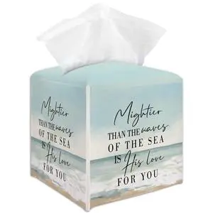 Sea Square Tissue Box Holder, Tissue Napkin Cube Box Cover Square, Mightier Than The Waves of The Sea is His Love for You, Birthday Gift for Friends, Bathroom Table Decor-A13 Sea Square Tissue Box Holder, Tissue Napkin Cube Box Cover Square, Mightier Than The Waves of The Sea is His Love for You, Birthday Gift for Friends, Bathroom Table Decor-A13