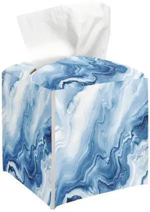 Blue Marble Tissue Box Cover, Modern Tissue Holder Square with Bottom Belt for Home Bathroom Office Vanity Countertop, Housewarming Gifts Ideas for Women Friends Mom Bestie -17 Blue Marble Tissue Box Cover, Modern Tissue Holder Square with Bottom Belt for Home Bathroom Office Vanity Countertop, Housewarming Gifts Ideas for Women Friends Mom Bestie -17