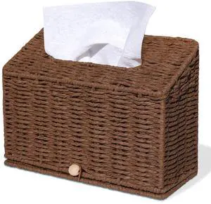 Hand Towel Box Cover Compatible with Kleenex Hand Towels, Paper Rope Hand Towel Holder for Bathroom, Kitchen and Bathroom, 10.43" L x 4.5" W x 8" H in, Coffee Hand Towel Box Cover Compatible with Kleenex Hand Towels, Paper Rope Hand Towel Holder for Bathroom, Kitchen and Bathroom, 10.43" L x 4.5" W x 8" H in, Coffee