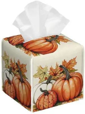 Pumpkins Fall Tissue Box Cover Autumn Leaves Square Leather Tissue Case Holder Facial Paper Organizer Decorative for Tabletop Night Stands Desk Bathroom Kitchen Car Office Home Decor Pumpkins Fall Tissue Box Cover Autumn Leaves Square Leather Tissue Case Holder Facial Paper Organizer Decorative for Tabletop Night Stands Desk Bathroom Kitchen Car Office Home Decor