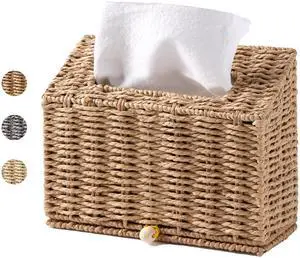 Hand Towel Box Cover, Designed for Kleenex Disposable Hand Towels, Paper Rope Tissue Box for Bathroom, Powder Room, Bedroom (Brown) Hand Towel Box Cover, Designed for Kleenex Disposable Hand Towels, Paper Rope Tissue Box for Bathroom, Powder Room, Bedroom (Brown)