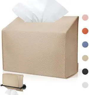 Disposable Hand Towel Box Cover Compatible with Kleenex Disposable Paper Hand Towels, Leather Tissue Box Cover Holder for Bathroom Holder (Khaki-2 Pack) Disposable Hand Towel Box Cover Compatible with Kleenex Disposable Paper Hand Towels, Leather Tissue Box Cover Holder for Bathroom Holder (Khaki-2 Pack)