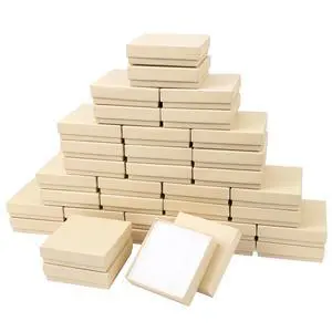 Jewelry Gift Boxes, Cardboard Jewelry Boxes, 40 Pack 3.5x3.5x1 Inch, Bulk Cotton Filled Small Jewelry Boxes with Lids for Necklace Ring Bracelet Earring Display Box (Brown) Jewelry Gift Boxes, Cardboard Jewelry Boxes, 40 Pack 3.5x3.5x1 Inch, Bulk Cotton Filled Small Jewelry Boxes with Lids for Necklace Ring Bracelet Earring Display Box (Brown)