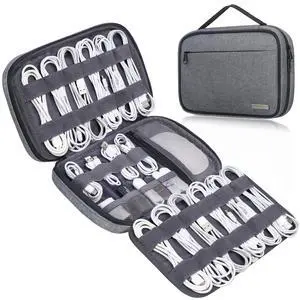 Cord Organizer Travel, Cable Organizer Bag Case, Portable Electronics Organizer travel Case, 6 Layer Large Capacity Charging Cords Storage organizer for Cables, SD Card, Travel Essentials, Gray Cord Organizer Travel, Cable Organizer Bag Case, Portable Electronics Organizer travel Case, 6 Layer Large Capacity Charging Cords Storage organizer for Cables, SD Card, Travel Essentials, Gray