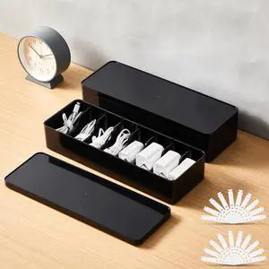 2 Pcs Cable Organizer Box with Wire Ties, Plastic Cord Storage Box with Lid, Electronics Organizer for Home Office Desk Organizers and Accessories (Black) 2 Pcs Cable Organizer Box with Wire Ties, Plastic Cord Storage Box with Lid, Electronics Organizer for Home Office Desk Organizers and Accessories (Black)