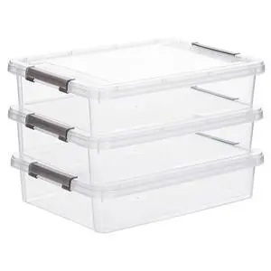 3 PCS Plastic Storage Bins with Latching Lids Portable Project Case Clear File Box Stackable Storage Containers for Organizing A4 Paper, Photo, Document, Scrapbook 3 PCS Plastic Storage Bins with Latching Lids Portable Project Case Clear File Box Stackable Storage Containers for Organizing A4 Paper, Photo, Document, Scrapbook