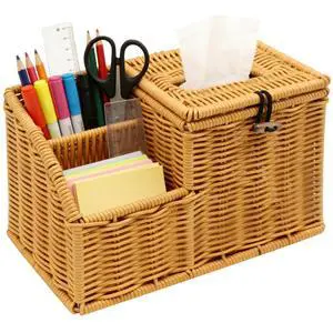 Square Tissue Box Cover with Storage, Multifunction Cube Tissue Box Holder, Farmhouse Wicker Remote Control Nightstand Organizer Caddy for Bathroom, Home, Office Decor, Kitchen Countertop Square Tissue Box Cover with Storage, Multifunction Cube Tissue Box Holder, Farmhouse Wicker Remote Control Nightstand Organizer Caddy for Bathroom, Home, Office Decor, Kitchen Countertop