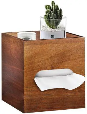 Square Tissue Box Cover with Storage Tray, Acacia Wood Tissue Box Holder for Desktop Nightstand Bathroom Office, Decorative Facial Tissue Cube Box Cover/Organizer for Modern Home Decor Square Tissue Box Cover with Storage Tray, Acacia Wood Tissue Box Holder for Desktop Nightstand Bathroom Office, Decorative Facial Tissue Cube Box Cover/Organizer for Modern Home Decor