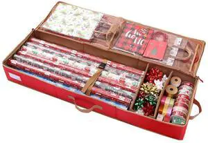 Gift Wrapping Paper Storage containers,600D Oxford Fabric Christmas Ribbon Gift Bag Bows Storage Box,Holds up to 20 Rolls,42"W x 14"D x 5.5"H (Red) Gift Wrapping Paper Storage containers,600D Oxford Fabric Christmas Ribbon Gift Bag Bows Storage Box,Holds up to 20 Rolls,42"W x 14"D x 5.5"H (Red)