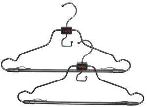 2-Piece Hangers Set - Travel Clothes Hanger for Suit, Coat & Trousers - Space Saving Garment Bag Hangers w/ Hooks - Black 2-Piece Hangers Set - Travel Clothes Hanger for Suit, Coat & Trousers - Space Saving Garment Bag Hangers w/ Hooks - Black