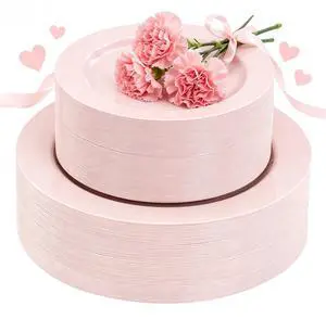 100PCS Pink Plastic Plates - Heavy Duty Pink Party set Disposable serve for 50 guests -10 inch Dinner + 7 inch Dessert/Salad Plates for Easter,Birthday Party,Mother's Day 100PCS Pink Plastic Plates - Heavy Duty Pink Party set Disposable serve for 50 guests -10 inch Dinner + 7 inch Dessert/Salad Plates for Easter,Birthday Party,Mother's Day