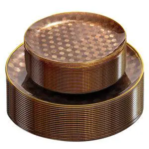 60PCS Clear Brown Gold Plastic Plates - Heavy Duty Brown Disposable Plates With Gold Rim -serve for 30 guests Include Each 30PCS 10.25"&7.5" Honeycomb Design Plates for Party(Mocha Mousse) 60PCS Clear Brown Gold Plastic Plates - Heavy Duty Brown Disposable Plates With Gold Rim -serve for 30 guests Include Each 30PCS 10.25"&7.5" Honeycomb Design Plates for Party(Mocha Mousse)