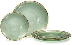 50 Plates Pack (25 Guests)-Wedding Party Disposable Plastic Plate Set -25 x 10'' Dinner + 25 x 7'' Salad & Dessert plates (Belize in Green & Gold) 50 Plates Pack (25 Guests)-Wedding Party Disposable Plastic Plate Set -25 x 10'' Dinner + 25 x 7'' Salad & Dessert plates (Belize in Green & Gold)