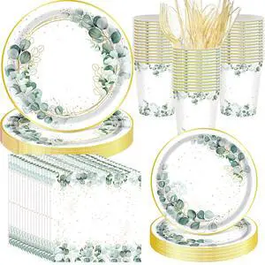400 Pcs Sage Green Color Party Supplies Serve 50 Guests Eucalyptus Flowers Disposable Paper Plates Napkins and Cups for Bridal Baby Shower Birthday Wedding Party Decorations(Green,Classic) 400 Pcs Sage Green Color Party Supplies Serve 50 Guests Eucalyptus Flowers Disposable Paper Plates Napkins and Cups for Bridal Baby Shower Birthday Wedding Party Decorations(Green,Classic)