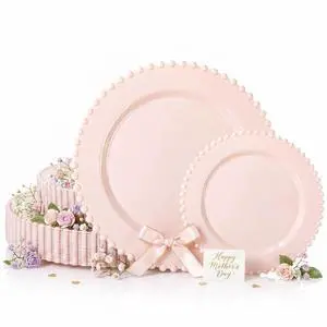 60PCS Pink Plastic Plates - Heavy Duty Beaded Pink Disposable Plates for Mothers Day, Party, Baby Shower, Wedding - Serving 30 Guests Include 30PCS 10inch Dinner Plate & 30PCS 7inch Dessert Plate 60PCS Pink Plastic Plates - Heavy Duty Beaded Pink Disposable Plates for Mothers Day, Party, Baby Shower, Wedding - Serving 30 Guests Include 30PCS 10inch Dinner Plate & 30PCS 7inch Dessert Plate