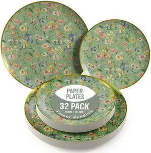 Heavy Duty Paper Plates Set For 16 Guests - 16 Each Of 8-inch And 10-inch Disposable Plates For Party - Fancy 32 Piece Dinnerware Set For All Occasions | Floral Design, Bouyant Heavy Duty Paper Plates Set For 16 Guests - 16 Each Of 8-inch And 10-inch Disposable Plates For Party - Fancy 32 Piece Dinnerware Set For All Occasions | Floral Design, Bouyant