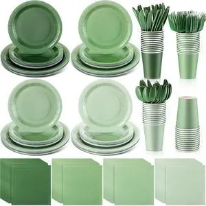 168 Pcs Sage Green Party Supplies for 24 Guests, 7/9 Inch Sage Green Plates, 9 oz Cups, Utensils & Napkins Sets, Disposable Dinnerware for Party, Baby Shower, Birthday, Wedding 168 Pcs Sage Green Party Supplies for 24 Guests, 7/9 Inch Sage Green Plates, 9 oz Cups, Utensils & Napkins Sets, Disposable Dinnerware for Party, Baby Shower, Birthday, Wedding