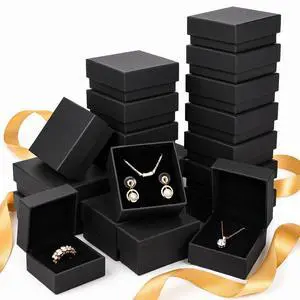 Kraft Jewelry Boxes, 36 Pack 2.95 x 2.95 x 1.37 Inch Square Cardboard Jewelry Gift Box Necklace Ring Earring Kraft Box for Jewelry Set with Foam Insert, Black Kraft Jewelry Boxes, 36 Pack 2.95 x 2.95 x 1.37 Inch Square Cardboard Jewelry Gift Box Necklace Ring Earring Kraft Box for Jewelry Set with Foam Insert, Black