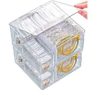 2 Pack 4 In 1 Acrylic Jewelry Organizers and Storage with 120 Portable Anti Tarnish Jewelry Bags, Clear Jewelry Box Organizer, Travel Jewelry Case for Earrings/Rings/Necklaces for Women Girls 2 Pack 4 In 1 Acrylic Jewelry Organizers and Storage with 120 Portable Anti Tarnish Jewelry Bags, Clear Jewelry Box Organizer, Travel Jewelry Case for Earrings/Rings/Necklaces for Women Girls