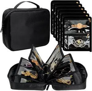 Travel Jewelry Organizer Case,Jewelry Bags for Traveling, Jewelry Binder with 24 Pcs Clear Zipper Velvet Pouches for Storing Earrings, Rings, Necklace, Bracelet, Watch (Black) Travel Jewelry Organizer Case,Jewelry Bags for Traveling, Jewelry Binder with 24 Pcs Clear Zipper Velvet Pouches for Storing Earrings, Rings, Necklace, Bracelet, Watch (Black)