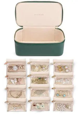 Jewelry Travel Case,Travel Jewelry Organizer with Clear Velvet Jewelry Bags 12Pcs Zipper Pouch for Women Girl Gift-Green Jewelry Travel Case,Travel Jewelry Organizer with Clear Velvet Jewelry Bags 12Pcs Zipper Pouch for Women Girl Gift-Green