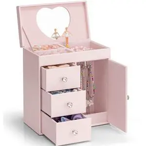 Musical Jewelry Box for Girls - Valentines Day Gift for Kid - Large Kid Music Box with Ballerina for Birthday Bedroom Decor, 4 Layer Girl Jewelry Gifts for Girls Kids - Light Pink Musical Jewelry Box for Girls - Valentines Day Gift for Kid - Large Kid Music Box with Ballerina for Birthday Bedroom Decor, 4 Layer Girl Jewelry Gifts for Girls Kids - Light Pink