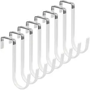 Over the Door Hooks, 8 Pack Door Hangers Hooks with Rubber Prevent Scratches Heavy Duty Organizer Hooks for Living Room, Bathroom, Bedroom, Kitchen Hanging Clothes, Towels, Hats, Coats, Bags White Over the Door Hooks, 8 Pack Door Hangers Hooks with Rubber Prevent Scratches Heavy Duty Organizer Hooks for Living Room, Bathroom, Bedroom, Kitchen Hanging Clothes, Towels, Hats, Coats, Bags White