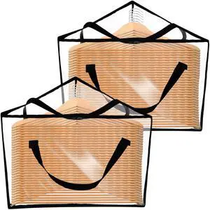Clothes Hanger Organizer Bag- 2 Pack Triangular Large Hanger Storage Holders with Handle for Space Saving, PVC Waterproof Transparent Hangers Stacker Container for Closet Laundry Rooms Clothes Hanger Organizer Bag- 2 Pack Triangular Large Hanger Storage Holders with Handle for Space Saving, PVC Waterproof Transparent Hangers Stacker Container for Closet Laundry Rooms