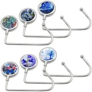 6Pcs Portable Purse Hook Handbag Hanger for Table, Fashionable Long Handbag Bag Holder Under Counter, Christmas Stocking Holders Mantel Hooks for Women Girls Bags Storage(6 Vintage Patterns) 6Pcs Portable Purse Hook Handbag Hanger for Table, Fashionable Long Handbag Bag Holder Under Counter, Christmas Stocking Holders Mantel Hooks for Women Girls Bags Storage(6 Vintage Patterns)
