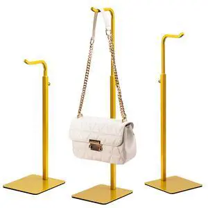 3 Pack Purse Holder Handbag Display Stand: Gold Hanger Rack for Bags, Purses, and Wreath, Adjustable Hook Stand for Tabletop, Closet, and Retail Use for Vendors 3 Pack Purse Holder Handbag Display Stand: Gold Hanger Rack for Bags, Purses, and Wreath, Adjustable Hook Stand for Tabletop, Closet, and Retail Use for Vendors