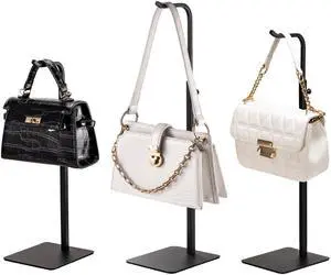 3 Pack Purse Holder Handbag Display Stand: Black Hanger Rack for Bags, Purses, and Wreath, Adjustable Hook Stand for Tabletop, Closet, and Retail Use for Vendors 3 Pack Purse Holder Handbag Display Stand: Black Hanger Rack for Bags, Purses, and Wreath, Adjustable Hook Stand for Tabletop, Closet, and Retail Use for Vendors