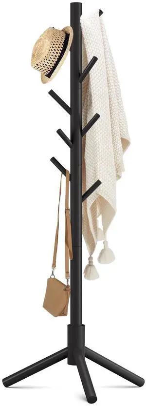 Wooden Coat Rack Stand with 8 Hooks New Zealand Pine 3 Adjustable Coat Standing Tree Easy Assembly for Coats, Hats, Scarves and Handbags for Entryway, Hallway, Bedroom, Office Wooden Coat Rack Stand with 8 Hooks New Zealand Pine 3 Adjustable Coat Standing Tree Easy Assembly for Coats, Hats, Scarves and Handbags for Entryway, Hallway, Bedroom, Office