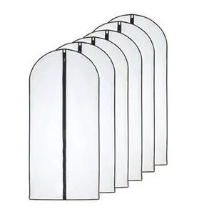Garment Bag (Set of 6) Plastic Garment Bags with Zipper Hanging Clothes Cover Dress Bag for Suits, Coats Closet (24'' x 40'', Black) Garment Bag (Set of 6) Plastic Garment Bags with Zipper Hanging Clothes Cover Dress Bag for Suits, Coats Closet (24'' x 40'', Black)