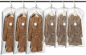 Hanging Vacuum Storage Bags Space Saver Bags, Vacuum Sealer Bags for Clothing, Suits and Jackets, Closet Organizers and Storage, (3 Long, 3 Short) Clear Hanging Vacuum Storage Bags Space Saver Bags, Vacuum Sealer Bags for Clothing, Suits and Jackets, Closet Organizers and Storage, (3 Long, 3 Short) Clear