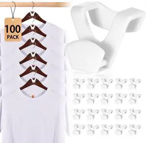 Space Saving Hangers 100 Pack, Clothes Hanger Connector Hooks, Heavy Duty Closet Space Saver, Small Space Solutions, Cascading Dorm Room Closet Organizer and Storage - White Space Saving Hangers 100 Pack, Clothes Hanger Connector Hooks, Heavy Duty Closet Space Saver, Small Space Solutions, Cascading Dorm Room Closet Organizer and Storage - White