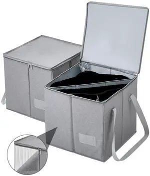 2 Pack Clothes Hanger Organizer Bag-Rigid Hanger Storage Containers with Lid for Dustproof, Large Hanger Holder, Hanger Caddy Organizer Box with Handle-Keep Hangers Separate 2 Pack Clothes Hanger Organizer Bag-Rigid Hanger Storage Containers with Lid for Dustproof, Large Hanger Holder, Hanger Caddy Organizer Box with Handle-Keep Hangers Separate