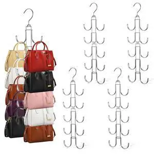 4 Pack Purse Organizer for Closet, Purse Hanger with 10 Big Hooks, 360 Degree Rotation Bag Holder for Organizer&Display, Foldable Space Saving Hangers Rack for Handbag, Belt, Scarf, Tie 4 Pack Purse Organizer for Closet, Purse Hanger with 10 Big Hooks, 360 Degree Rotation Bag Holder for Organizer&Display, Foldable Space Saving Hangers Rack for Handbag, Belt, Scarf, Tie