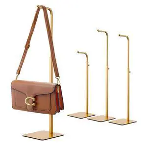 4 Pack Adjustable Purse Holder: Handbag Display Stand, Hanger Rack for Bags, Purses and Wreaths, Tabletop Closet Desk Retail Vendor Display Stand, Gold 4 Pack Adjustable Purse Holder: Handbag Display Stand, Hanger Rack for Bags, Purses and Wreaths, Tabletop Closet Desk Retail Vendor Display Stand, Gold