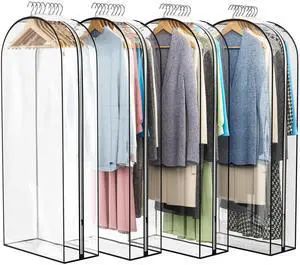 Clear Garment Bag for Hanging Clothes 10 Gusseted, 50 Suit Bags for Open Closet Storage Plastic Clothes Cover for Coat, Dress, Shirts, Fur, Jacket, Wardrobe Protectors, 4 Pack Clear Garment Bag for Hanging Clothes 10 Gusseted, 50 Suit Bags for Open Closet Storage Plastic Clothes Cover for Coat, Dress, Shirts, Fur, Jacket, Wardrobe Protectors, 4 Pack