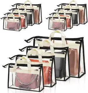 12 Pack Clear Handbag Storage Organizer, Dust Bags for Handbags, Transparent Purse Organizer for Closet, Hanging Handbags Dust Cover Bags with Zipper, Handles and Hooks 12 Pack Clear Handbag Storage Organizer, Dust Bags for Handbags, Transparent Purse Organizer for Closet, Hanging Handbags Dust Cover Bags with Zipper, Handles and Hooks
