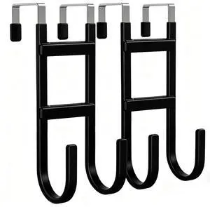 Over-the-Door Hooks, 2 Pack Heavy Duty Door Hanger with Anti-Scratch Rubber for Hanging Coat, Towel, Bag, Fits 1-3/8" Interior Doors, Ideal for Bathroom, Living Room and Kitchen, Black Over-the-Door Hooks, 2 Pack Heavy Duty Door Hanger with Anti-Scratch Rubber for Hanging Coat, Towel, Bag, Fits 1-3/8" Interior Doors, Ideal for Bathroom, Living Room and Kitchen, Black