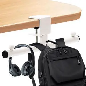 Heavy-Duty Bag Hook for Desk or Table - Alloy 80lbs Capacity Backpack Holder, Purse Hook for Table & Handbag Hanger, Space-Saving Organizer for Classroom, Dorm, Office Desk Accessories (White) Heavy-Duty Bag Hook for Desk or Table - Alloy 80lbs Capacity Backpack Holder, Purse Hook for Table & Handbag Hanger, Space-Saving Organizer for Classroom, Dorm, Office Desk Accessories (White)
