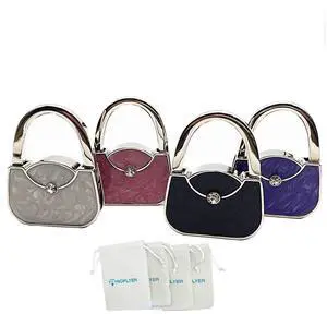 Handbag Shape Design Metal Foldable Purse Bag Hook Table Hanger,Set of 4 Handbag Shape Design Metal Foldable Purse Bag Hook Table Hanger,Set of 4